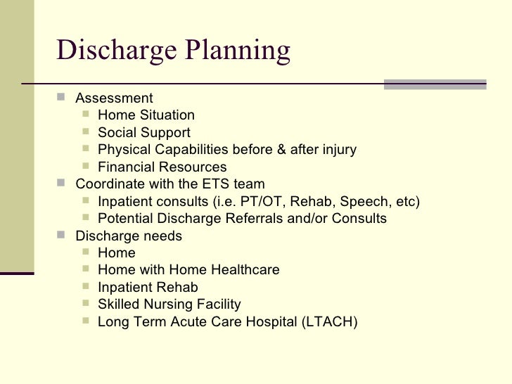 assessment and planning of discharge needs assessment and planning of discharge needs